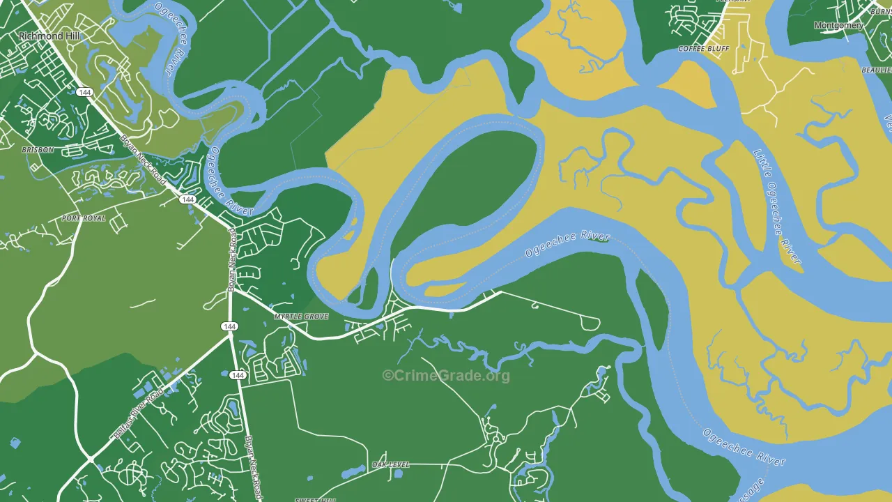 Fort McAllister, GA Map of Murder Rates