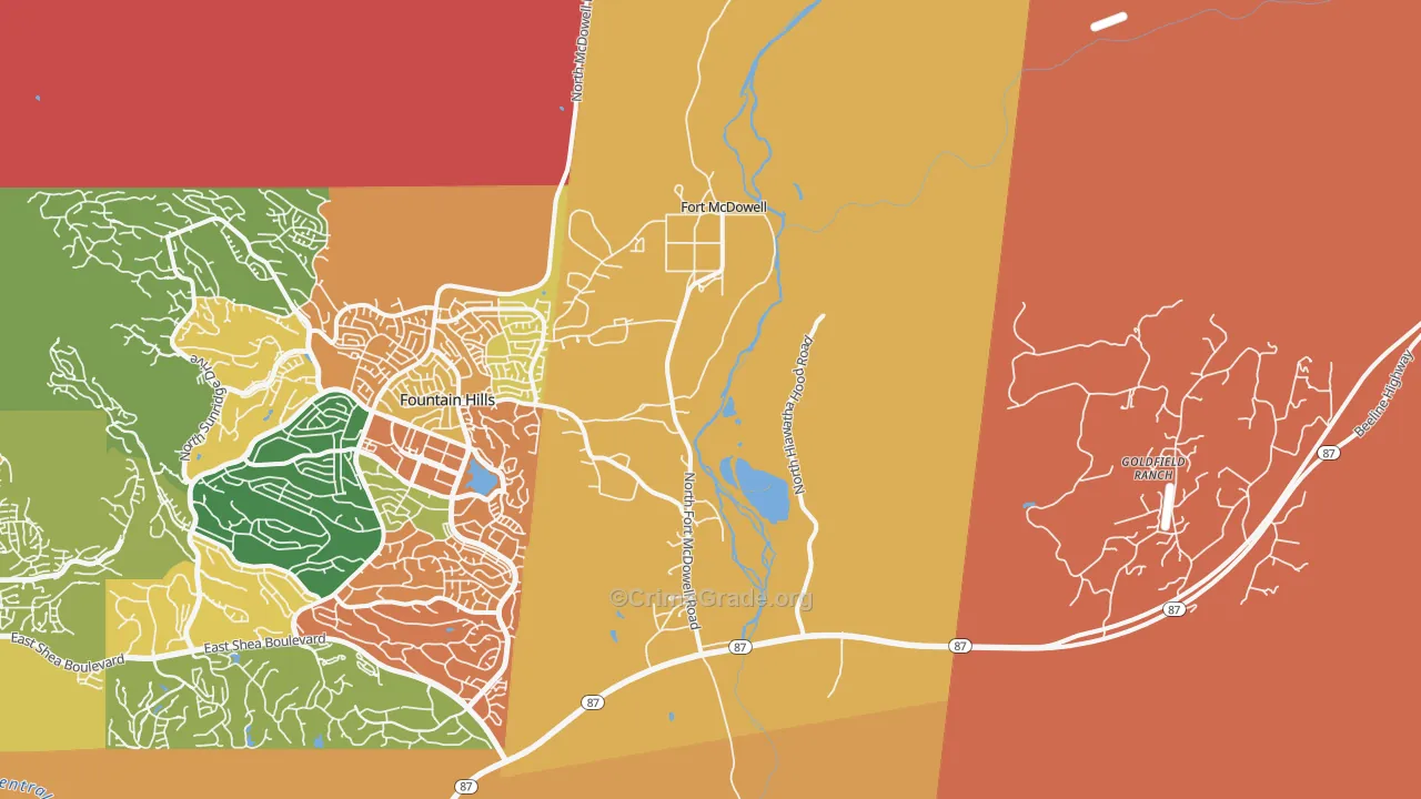 Fort McDowell, AZ Map of Murder Rates