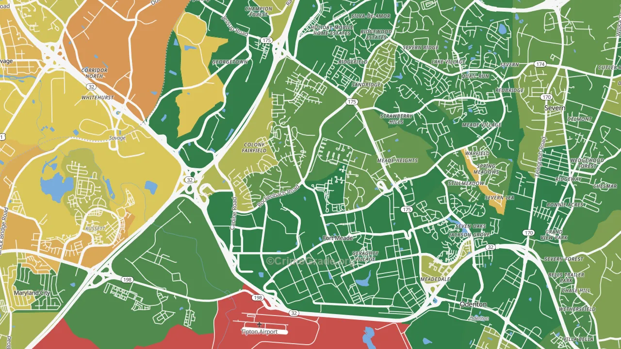 Fort Meade, MD Map of Murder Rates
