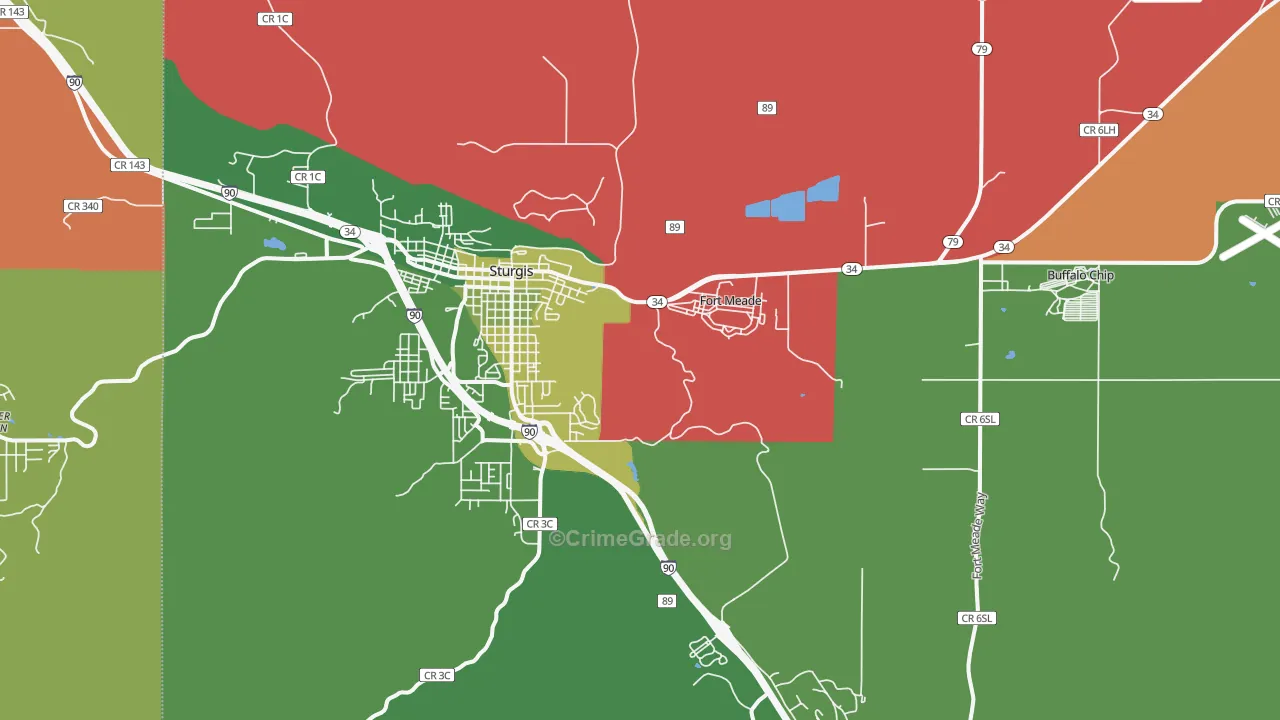 Fort Meade, SD Map of Murder Rates