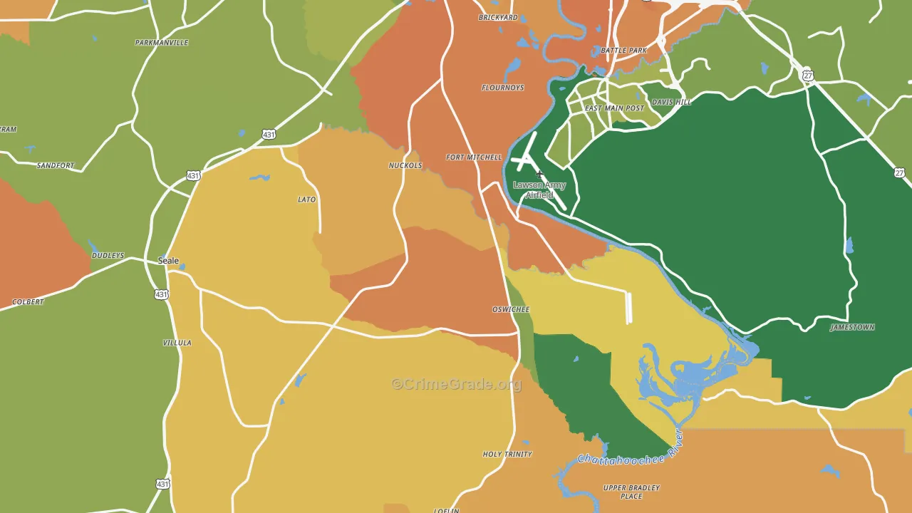 Fort Mitchell, AL Map of Murder Rates