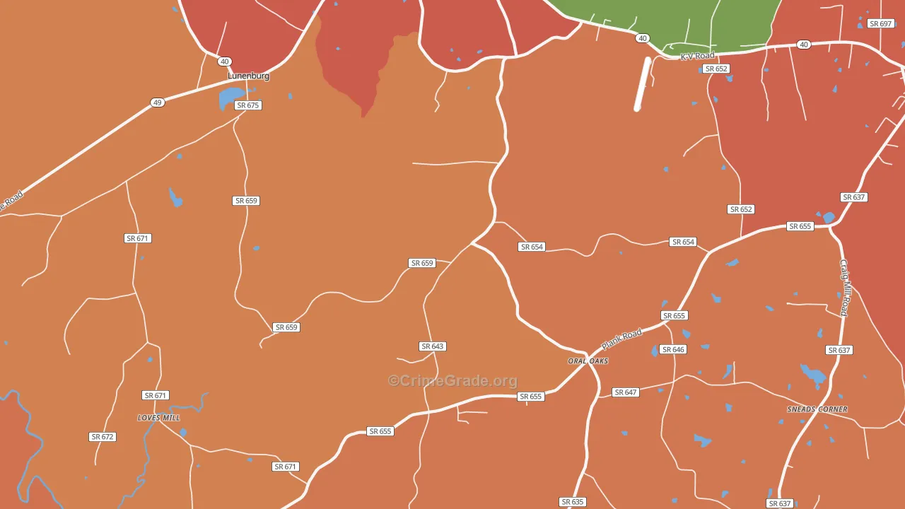 Fort Mitchell, VA Map of Murder Rates