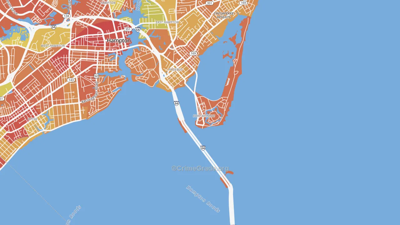Fort Monroe, VA Map of Murder Rates