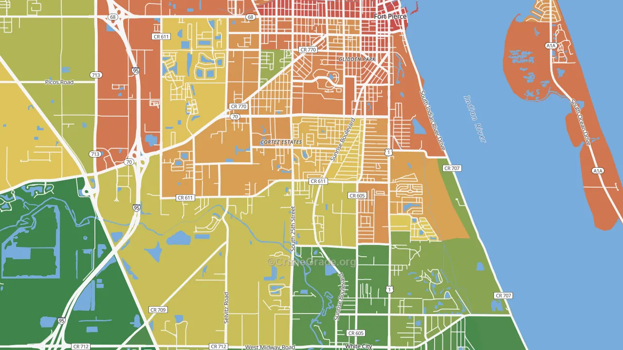 Fort Pierce South, FL Map of Murder Rates