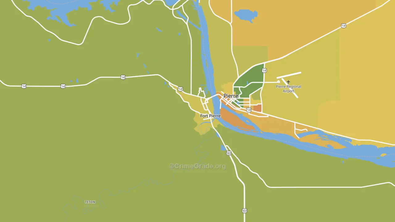 Fort Pierre, SD Map of Murder Rates