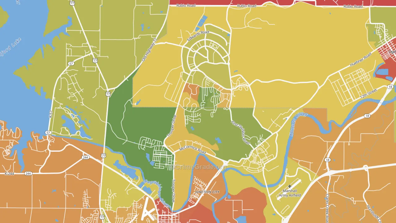 Fort Riley, KS Map of Murder Rates
