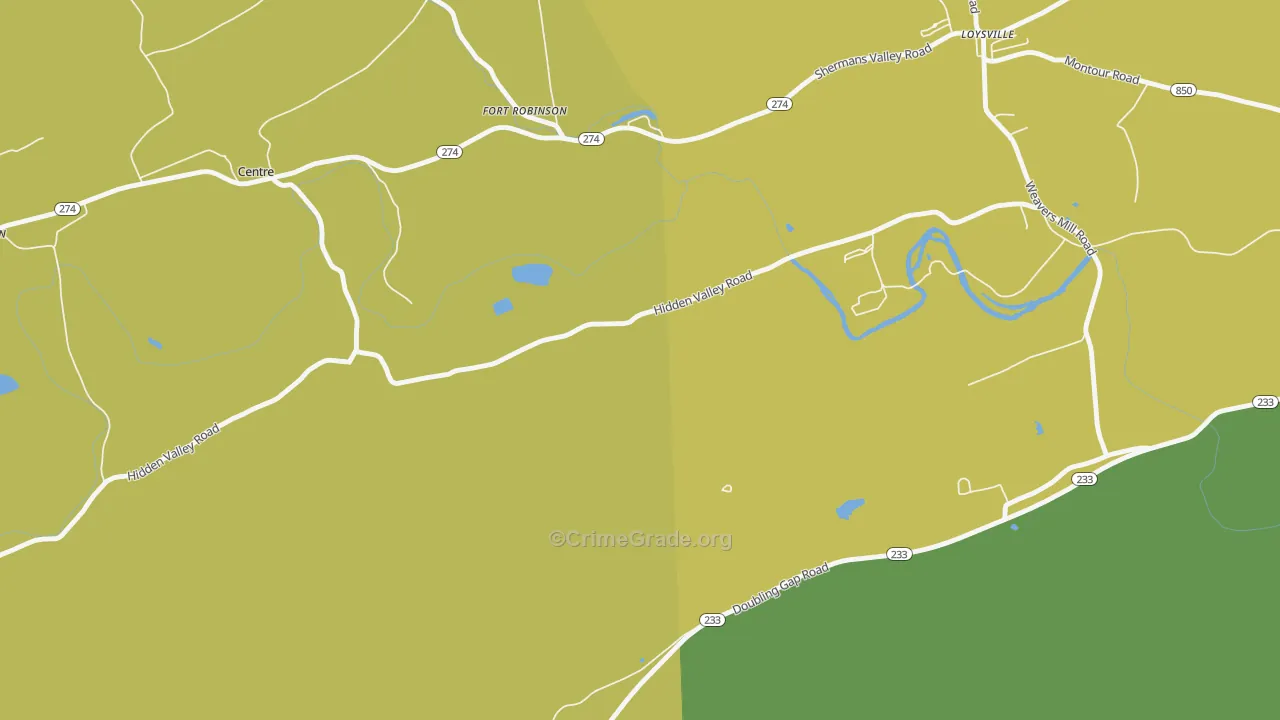 Fort Robertson, PA Map of Murder Rates