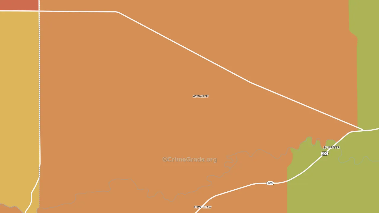 Fort Shaw, MT Map of Murder Rates
