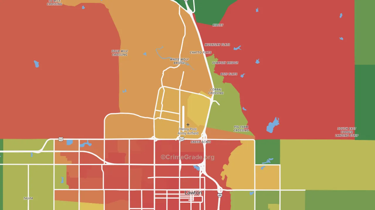 Fort Sill, OK Map of Murder Rates
