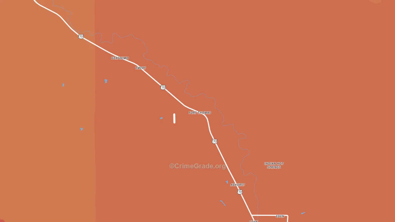 Fort Thomas, AZ Map of Murder Rates
