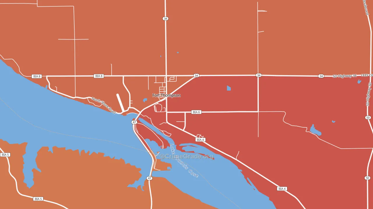 Fort Thompson, SD Map of Murder Rates