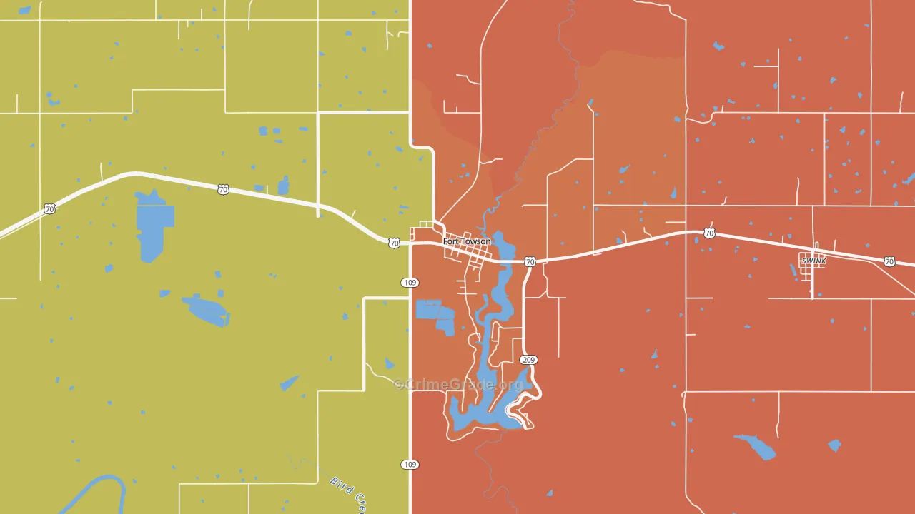 Fort Towson, OK Map of Murder Rates