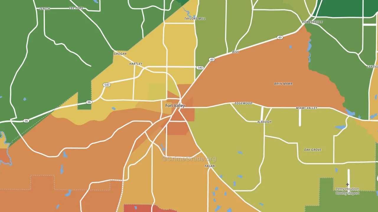 Fort Valley, GA Map of Murder Rates