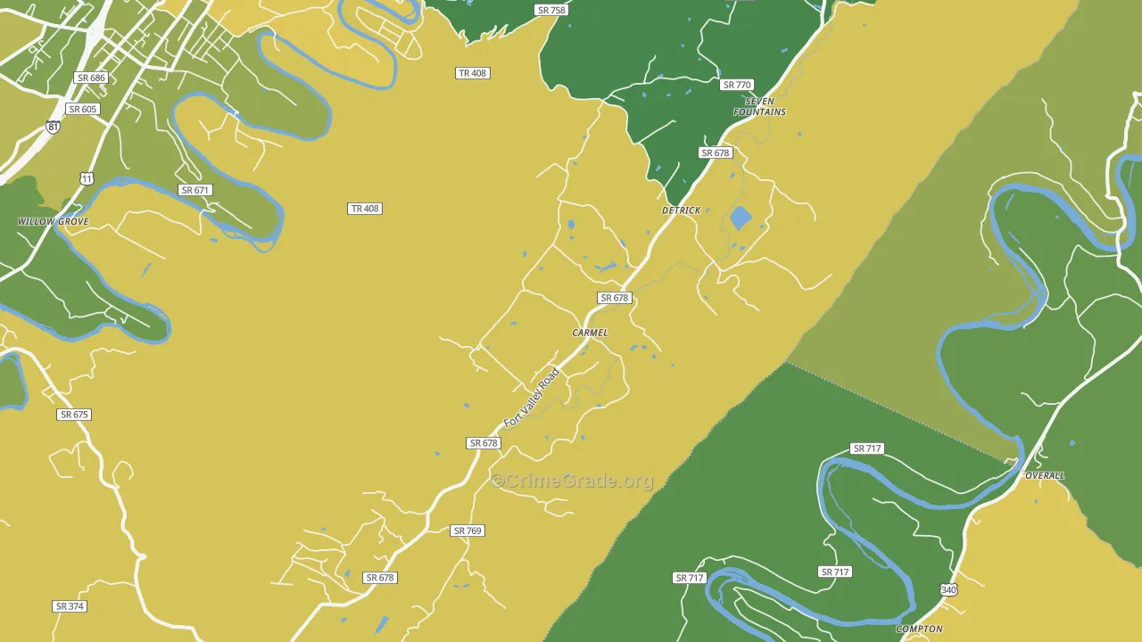 Fort Valley, VA Map of Murder Rates