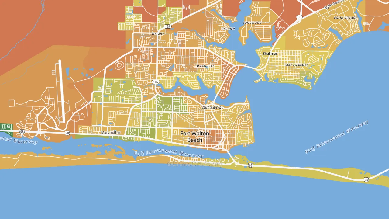 Fort Walton Beach, FL Map of Murder Rates