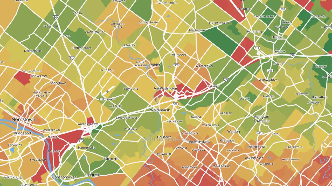 Fort Washington, PA Map of Murder Rates