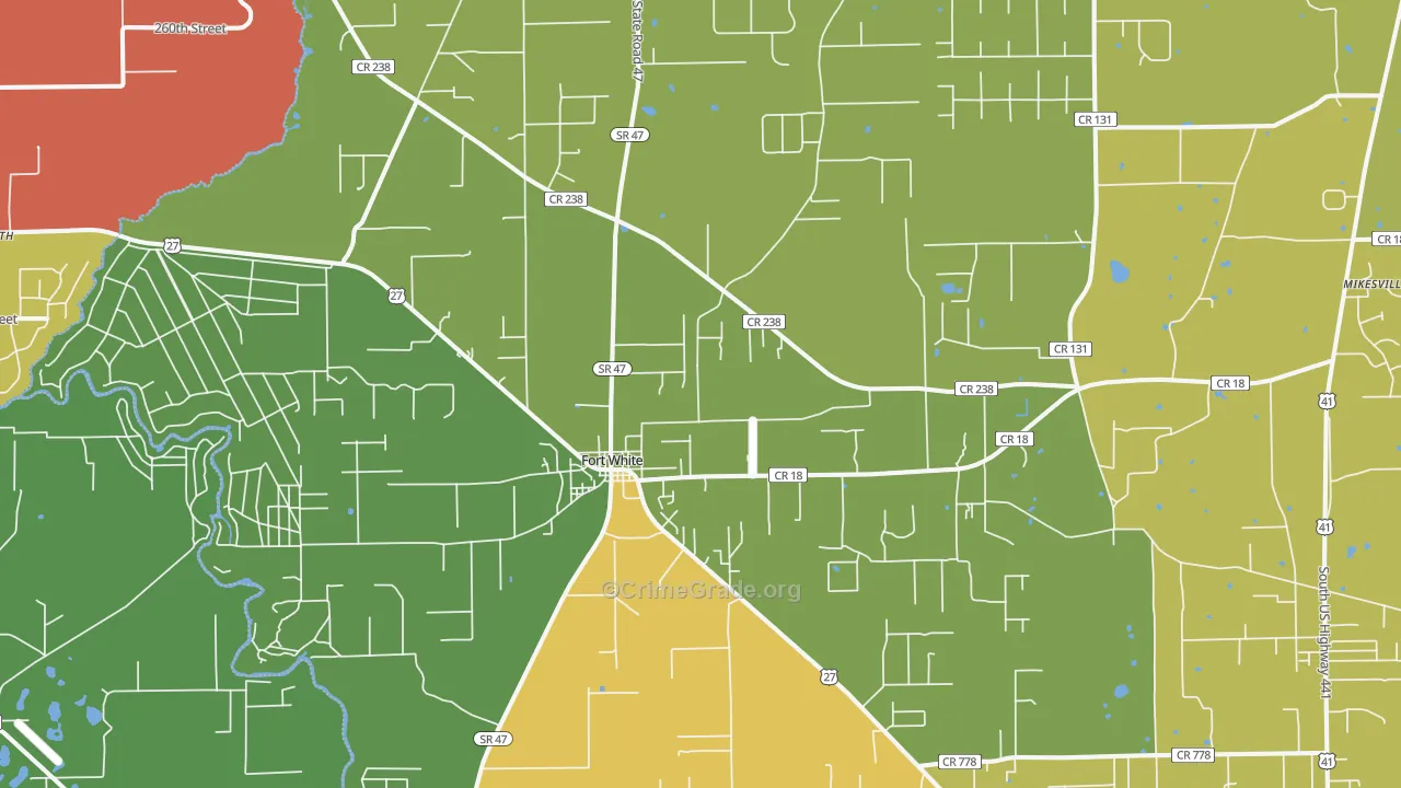 Fort White, FL Map of Murder Rates