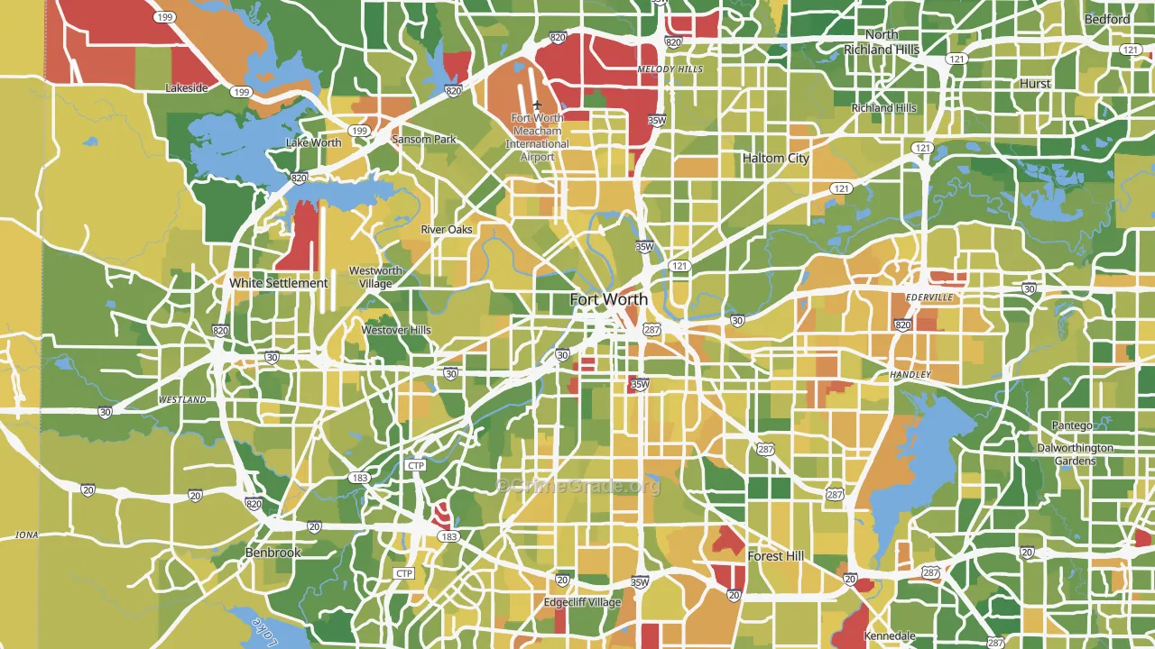 Fort Worth, TX Map of Murder Rates