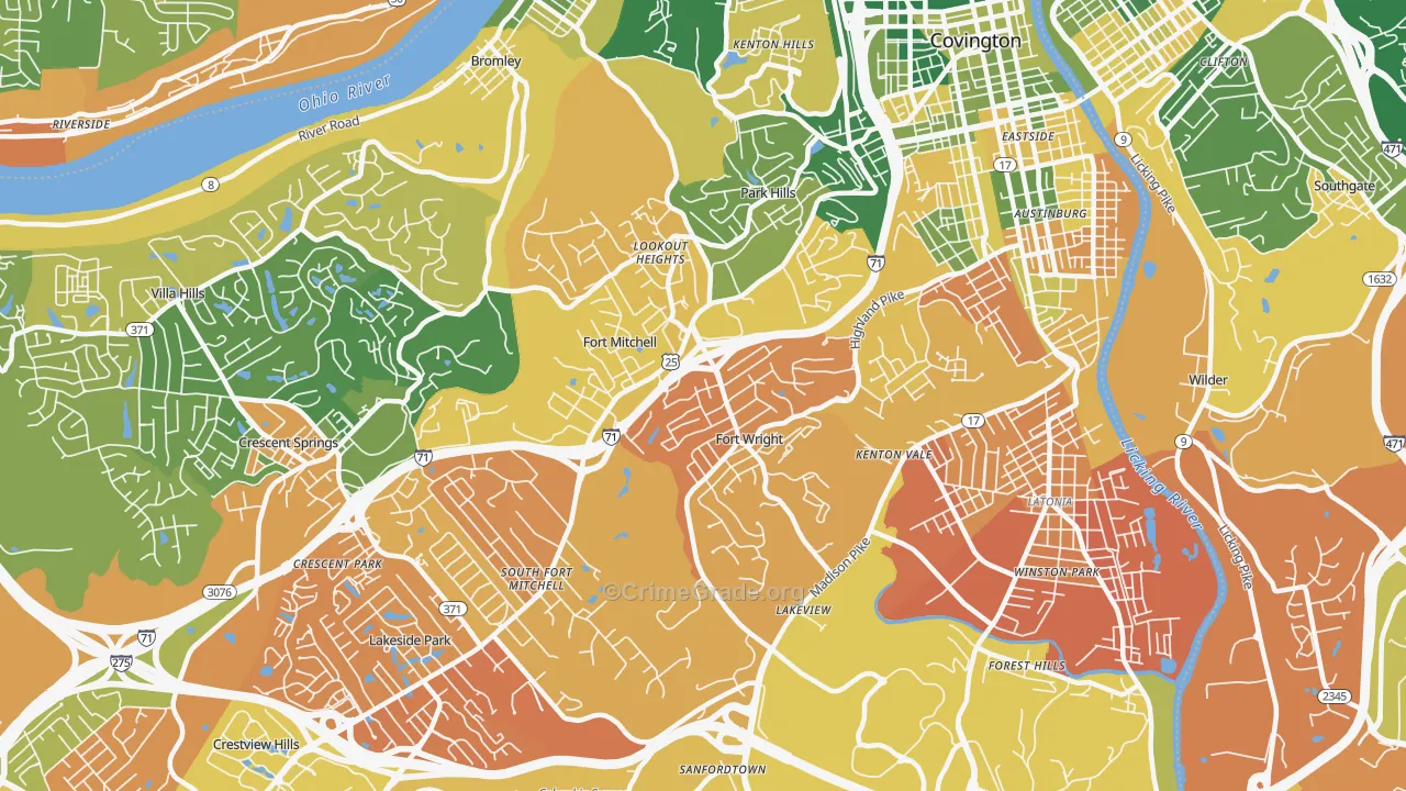 Fort Wright, KY Map of Murder Rates