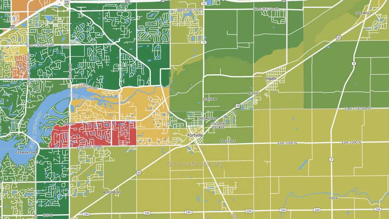 Fortville, IN Map of Murder Rates
