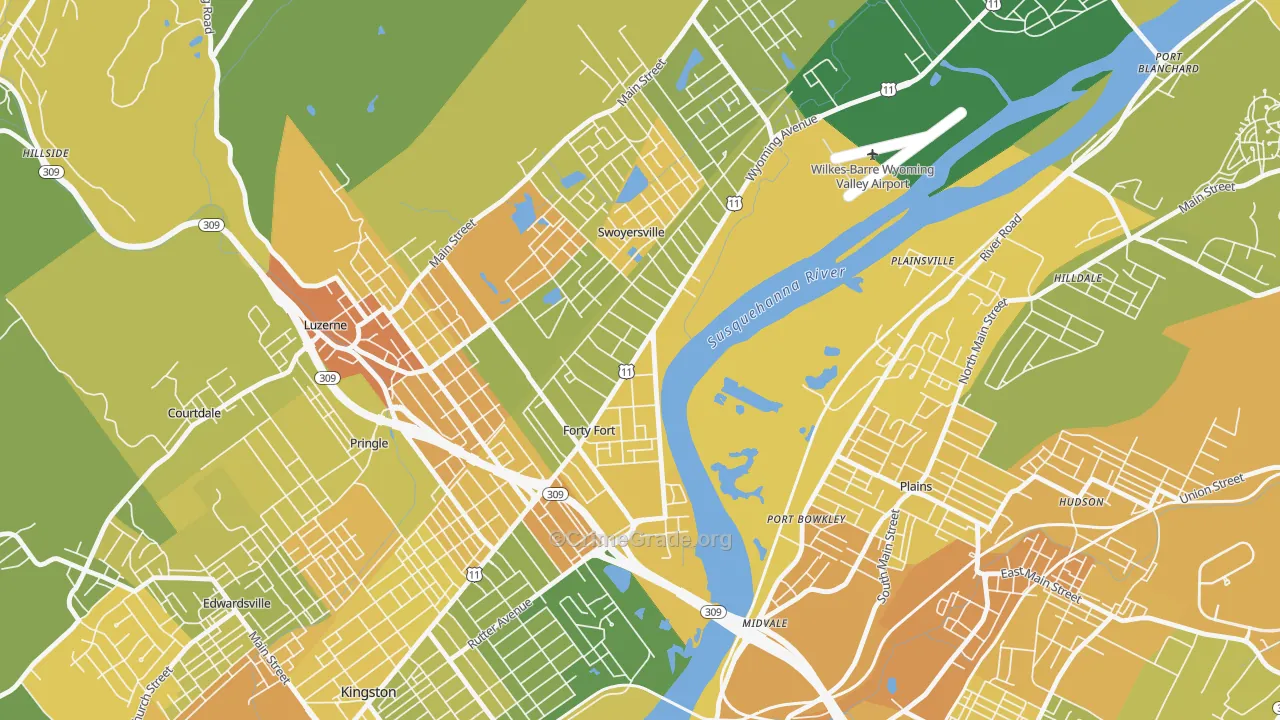Forty Fort, PA Map of Murder Rates
