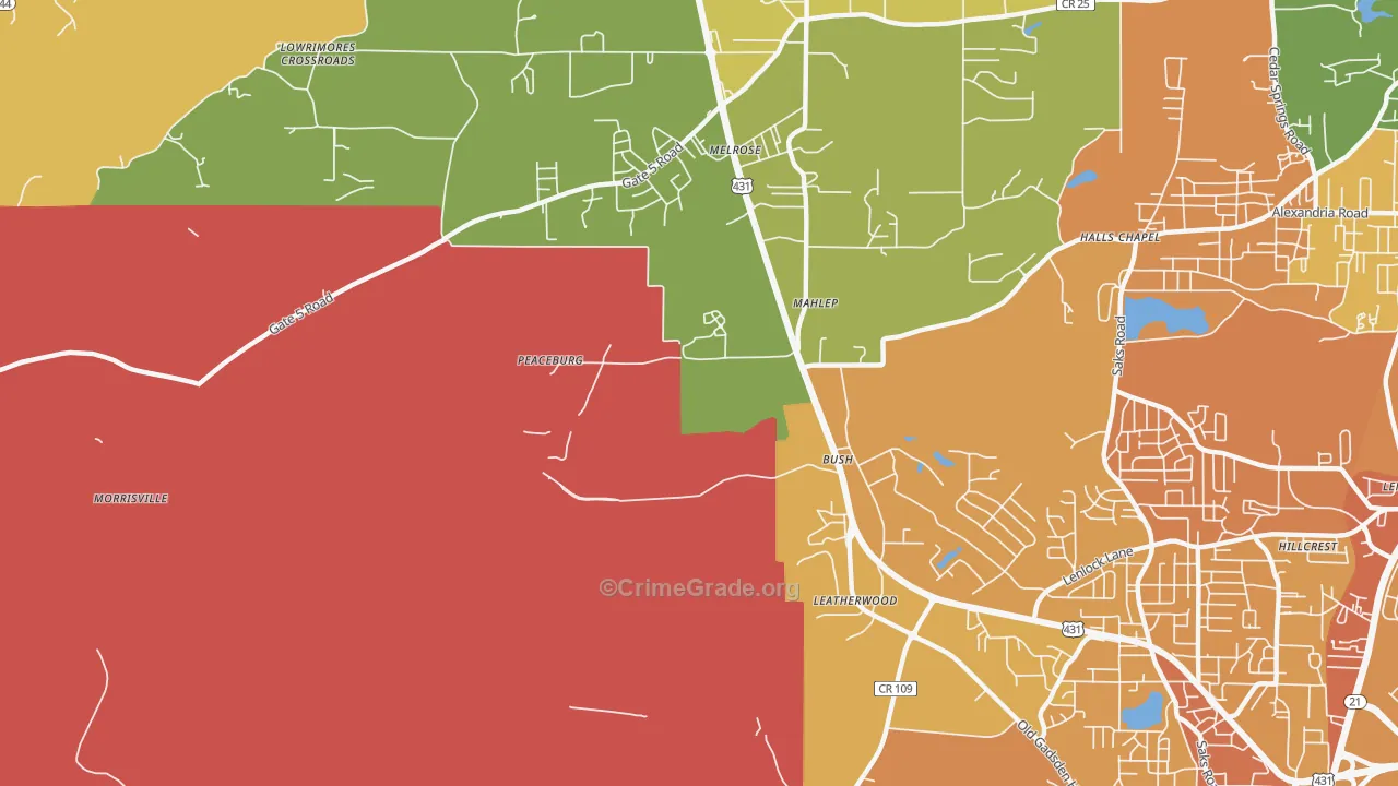 Fosheeton, AL Map of Murder Rates
