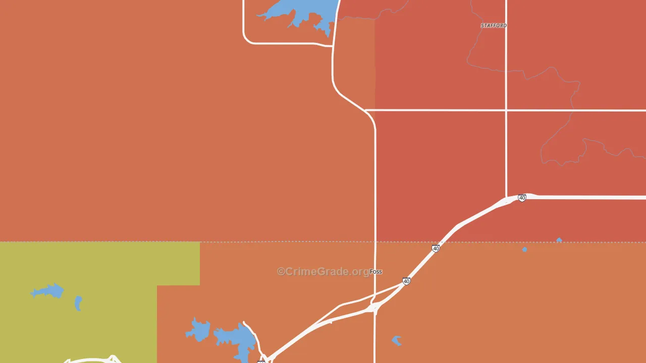 Foss, OK Map of Murder Rates