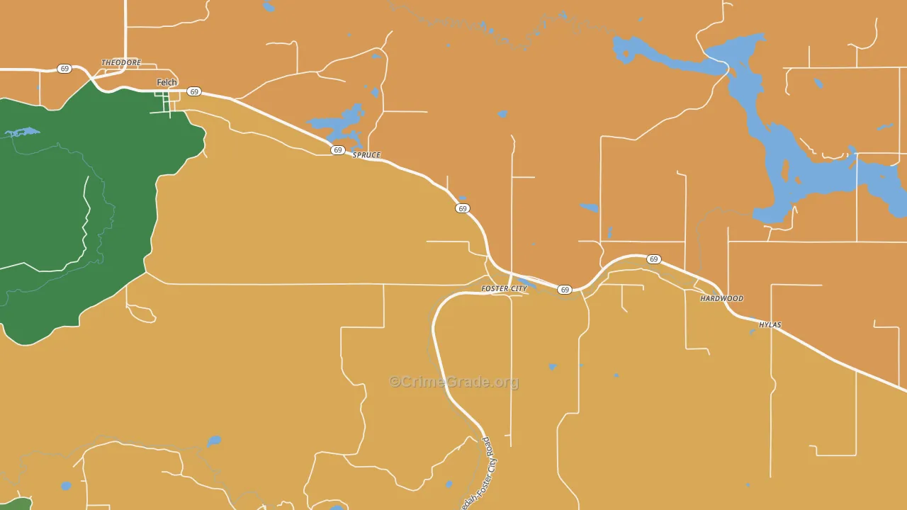 Foster City, MI Map of Murder Rates