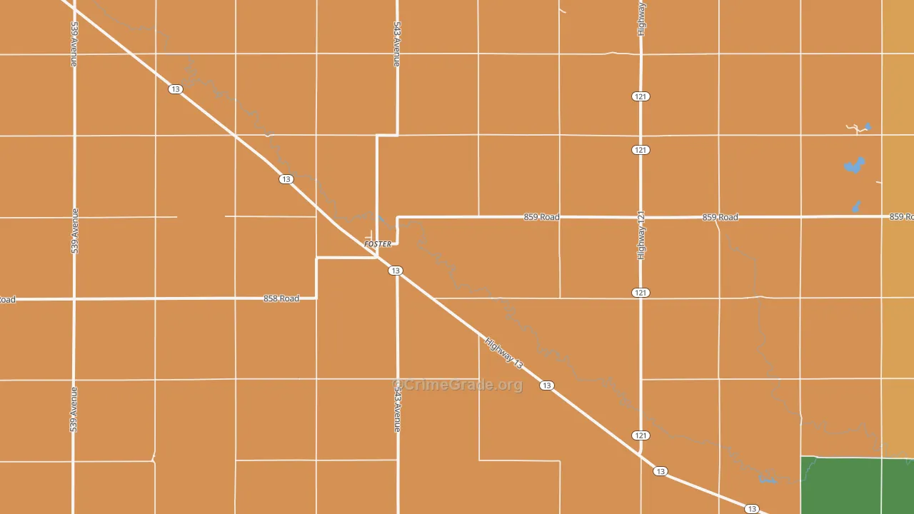 Foster, NE Map of Murder Rates