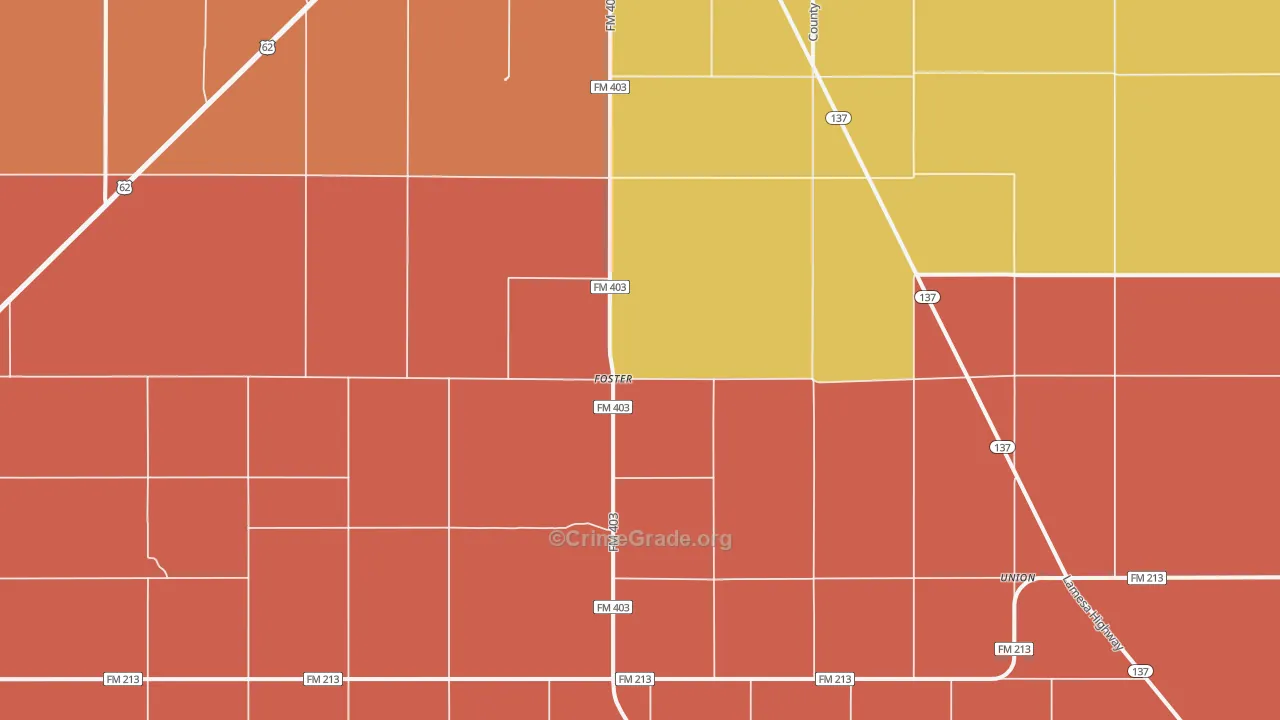 Foster, TX Map of Murder Rates