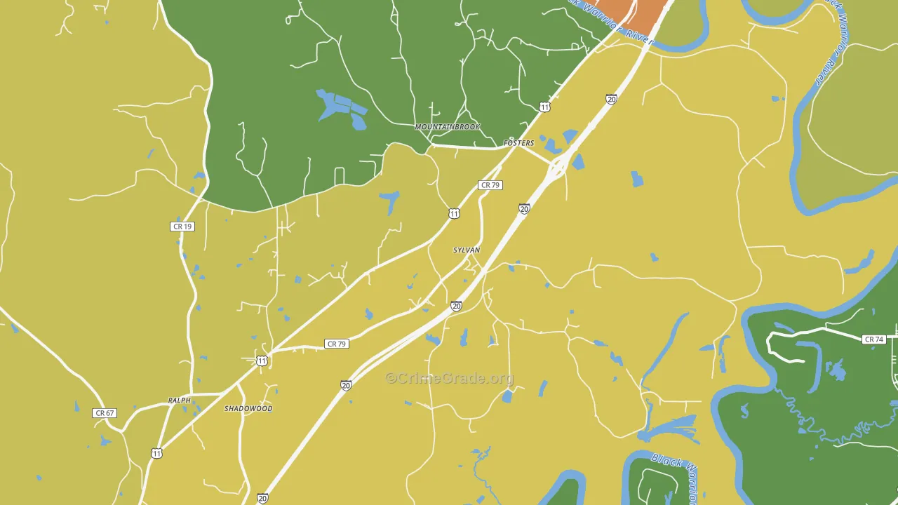 Fosters, AL Map of Murder Rates