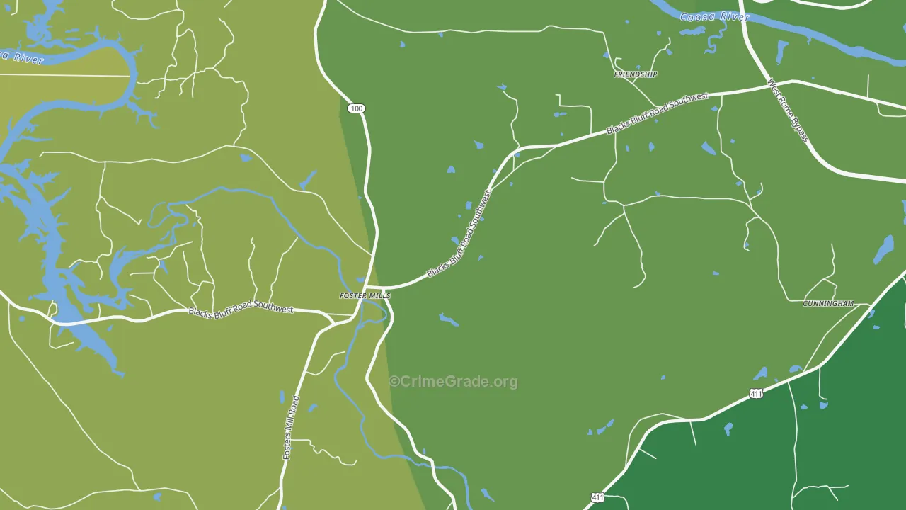 Fosters Mills, GA Map of Murder Rates