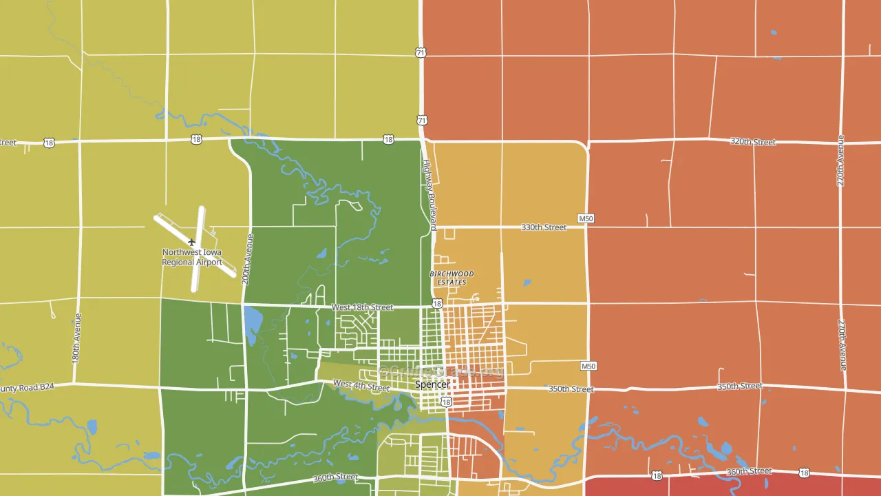 Fostoria, IA Map of Murder Rates