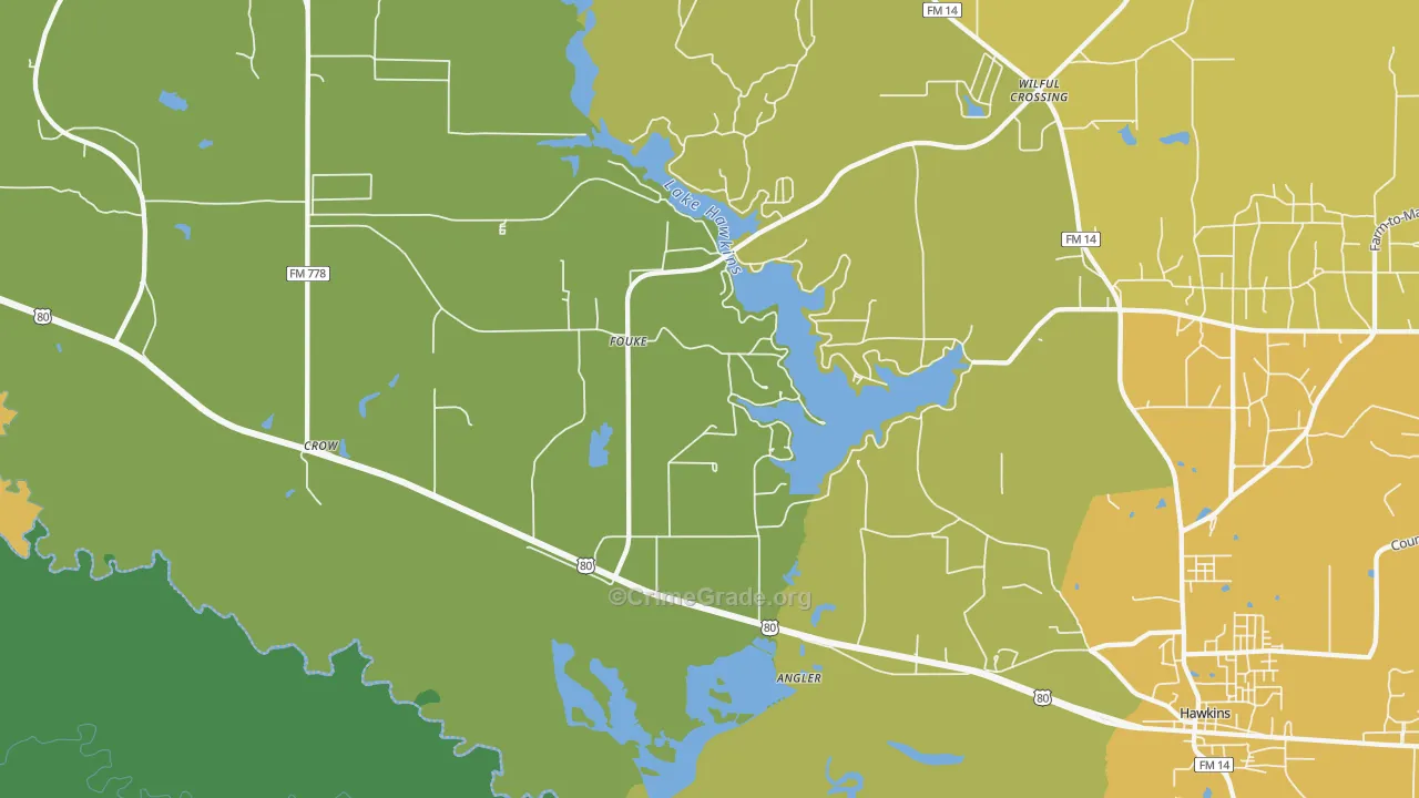 Fouke, TX Map of Murder Rates