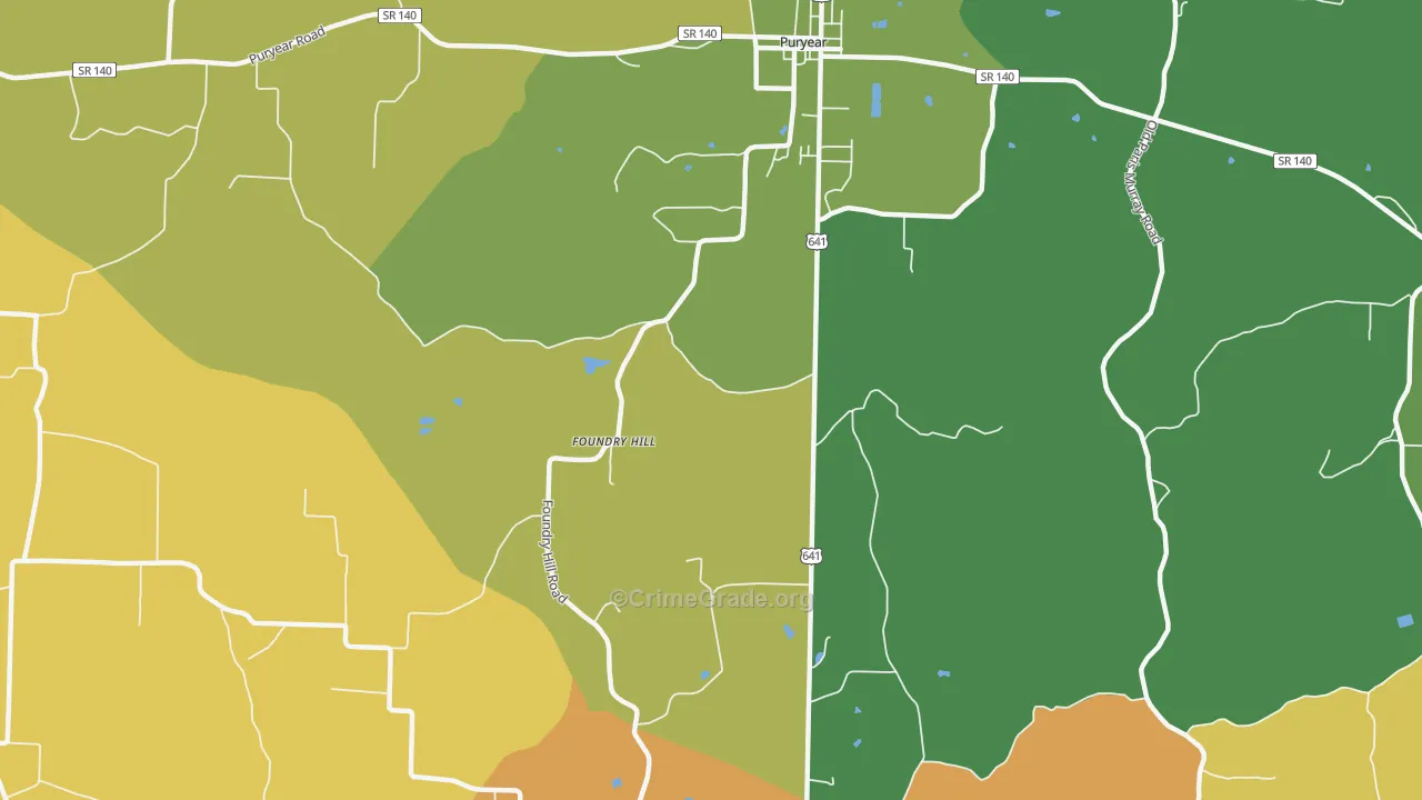 Foundry Hill, TN Map of Murder Rates