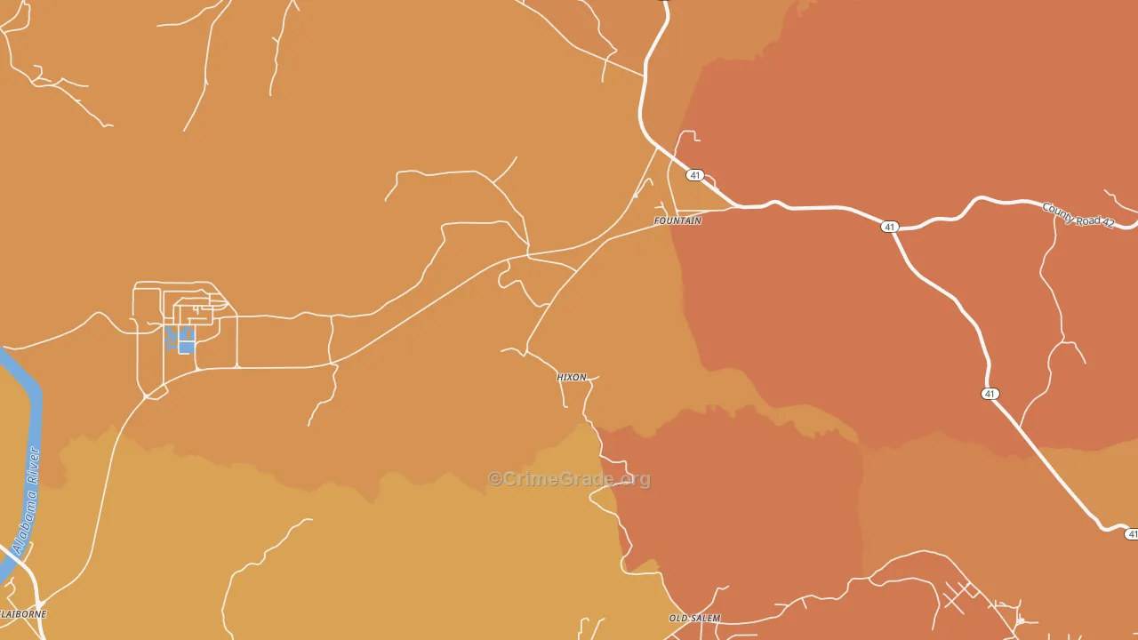 Fountain, AL Map of Murder Rates