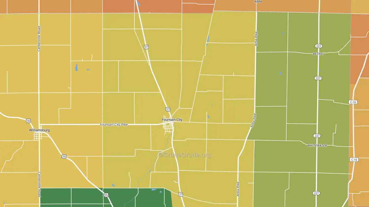 Fountain City, IN Map of Murder Rates