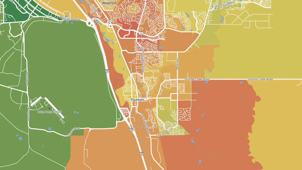 Fountain, CO Map of Murder Rates