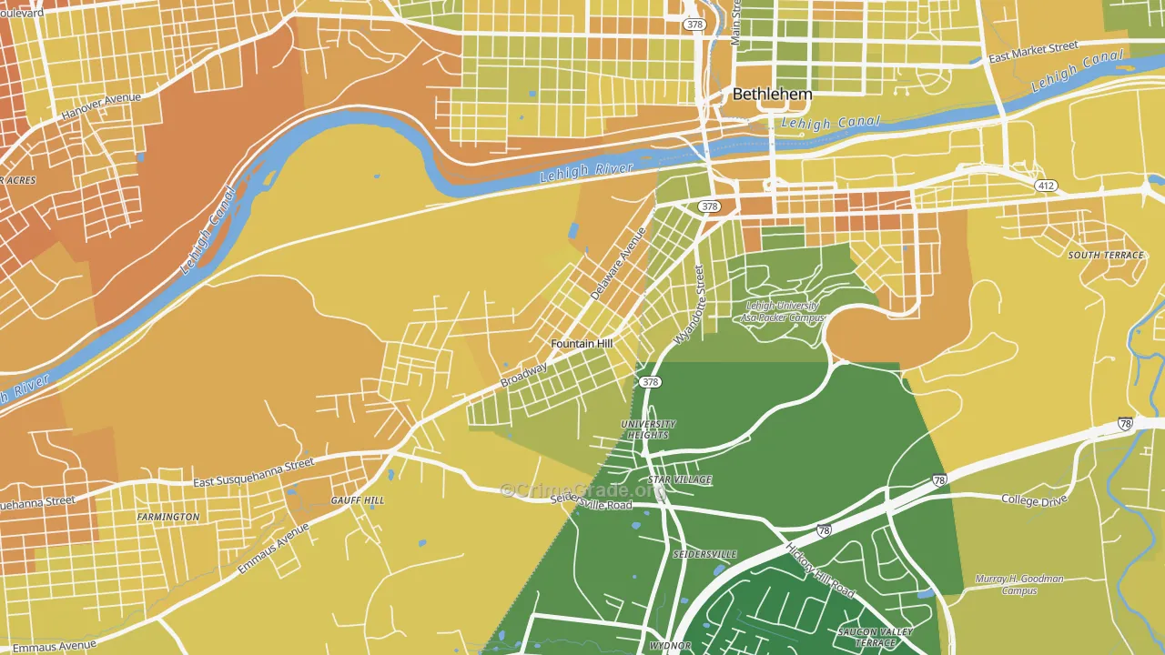 Fountain Hill, PA Map of Murder Rates
