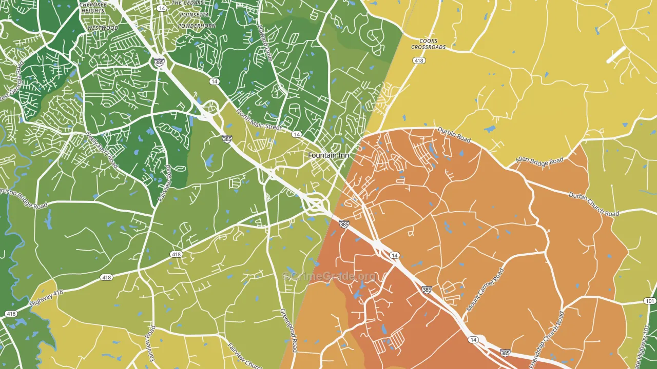 Fountain Inn, SC Map of Murder Rates
