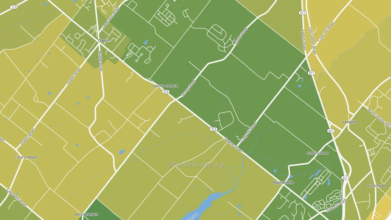 Fountainville, PA Map of Murder Rates