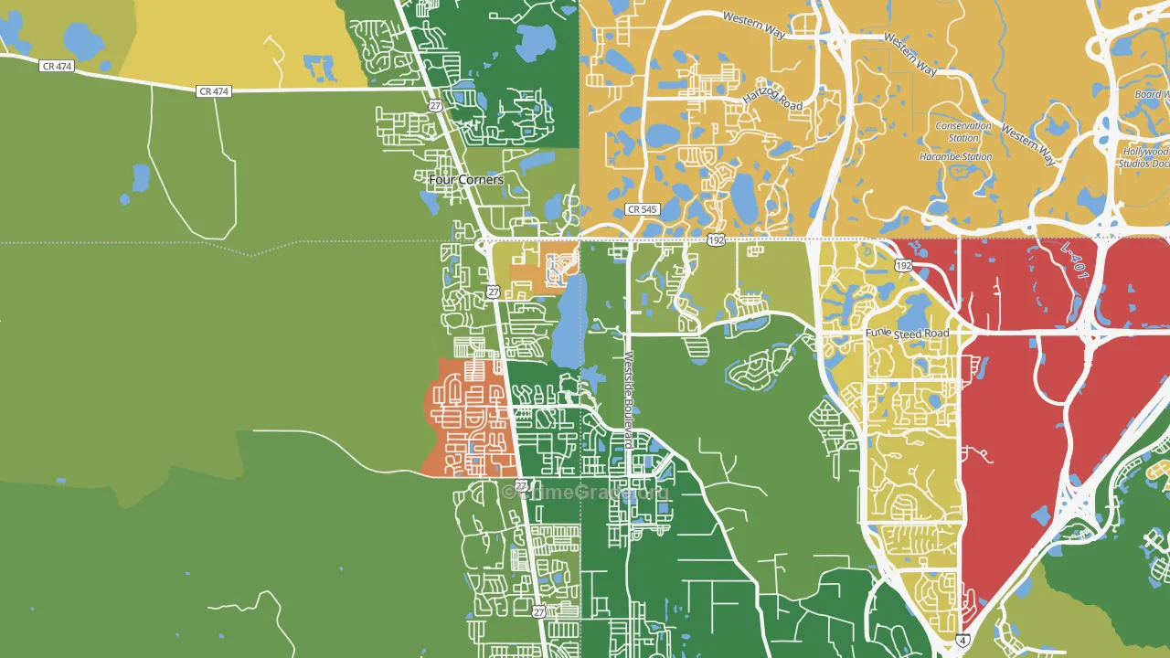 Four Corners, FL Map of Murder Rates