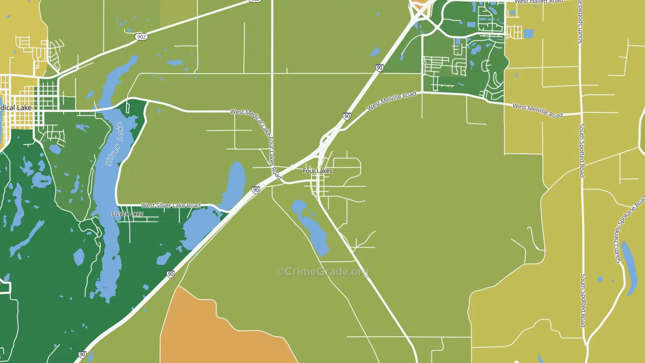 Four Lakes, WA Map of Murder Rates