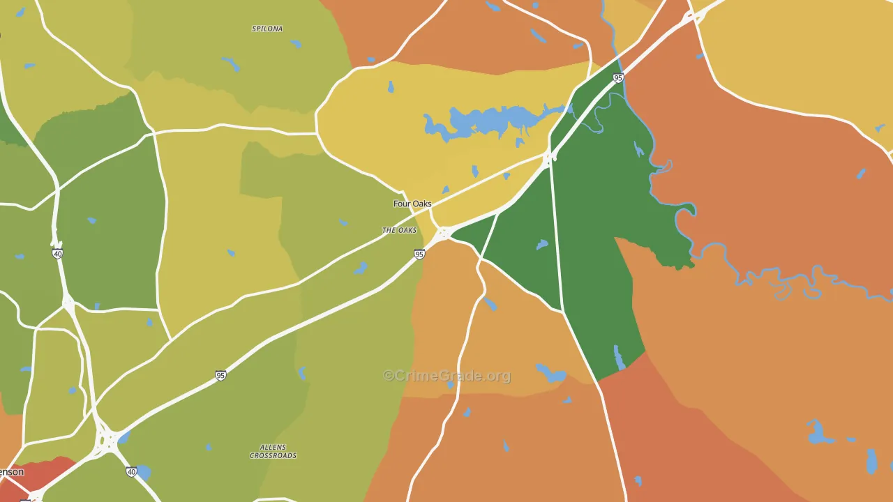 Four Oaks, NC Map of Murder Rates
