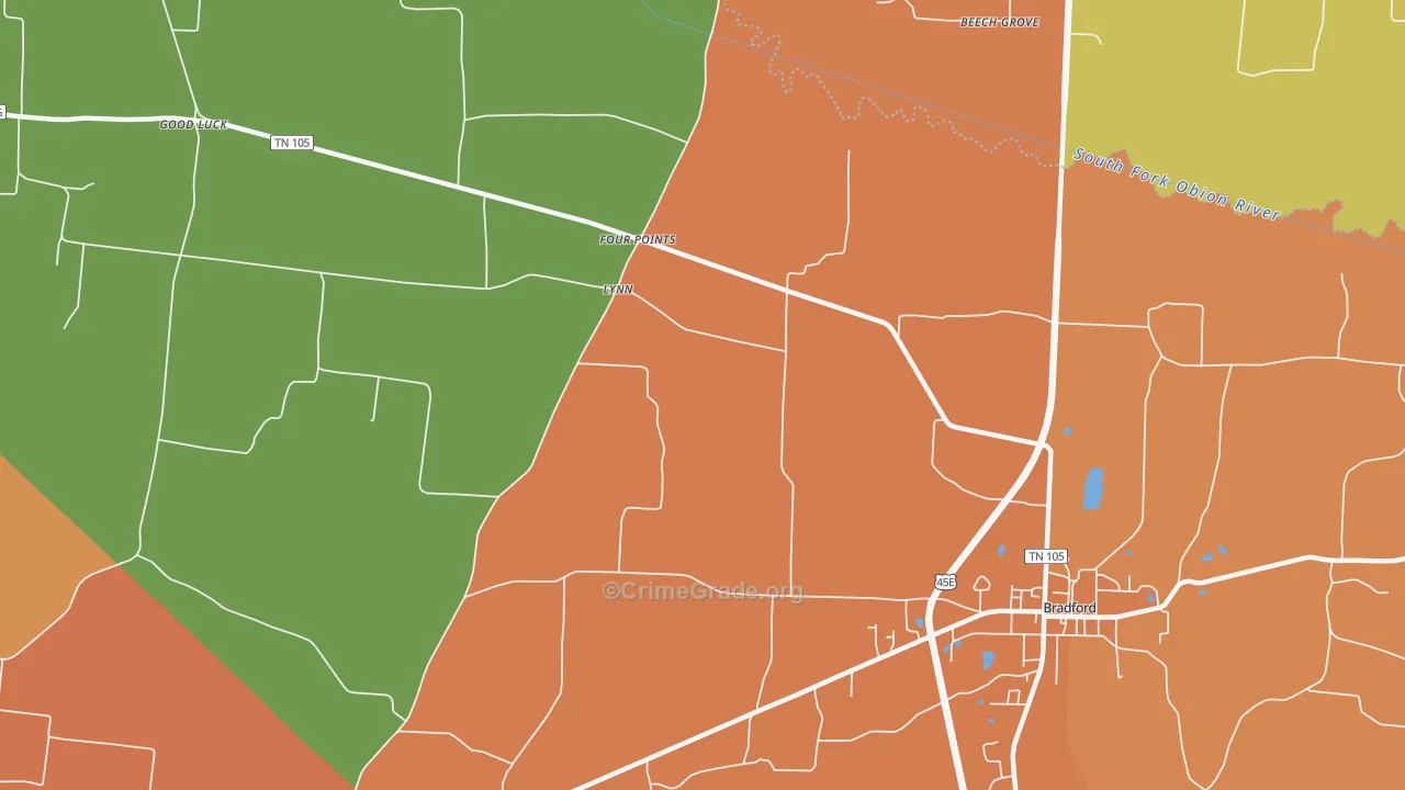 Four Point, TN Map of Murder Rates