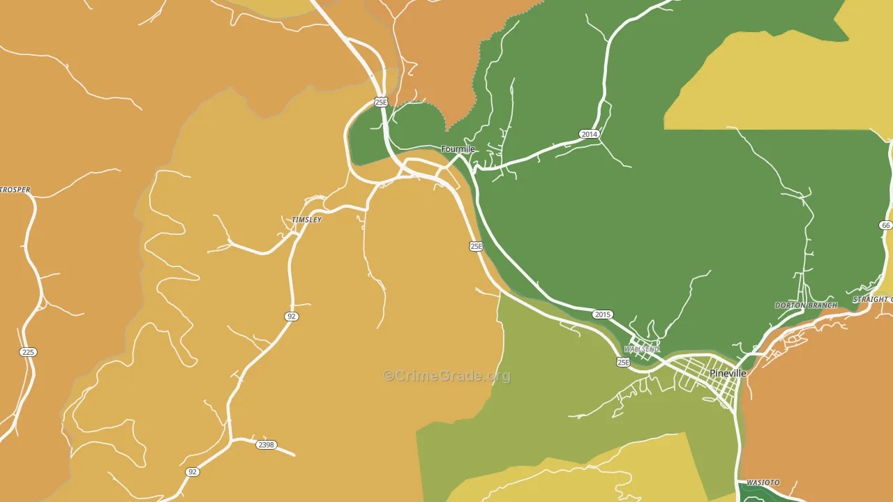 Fourmile, KY Map of Murder Rates