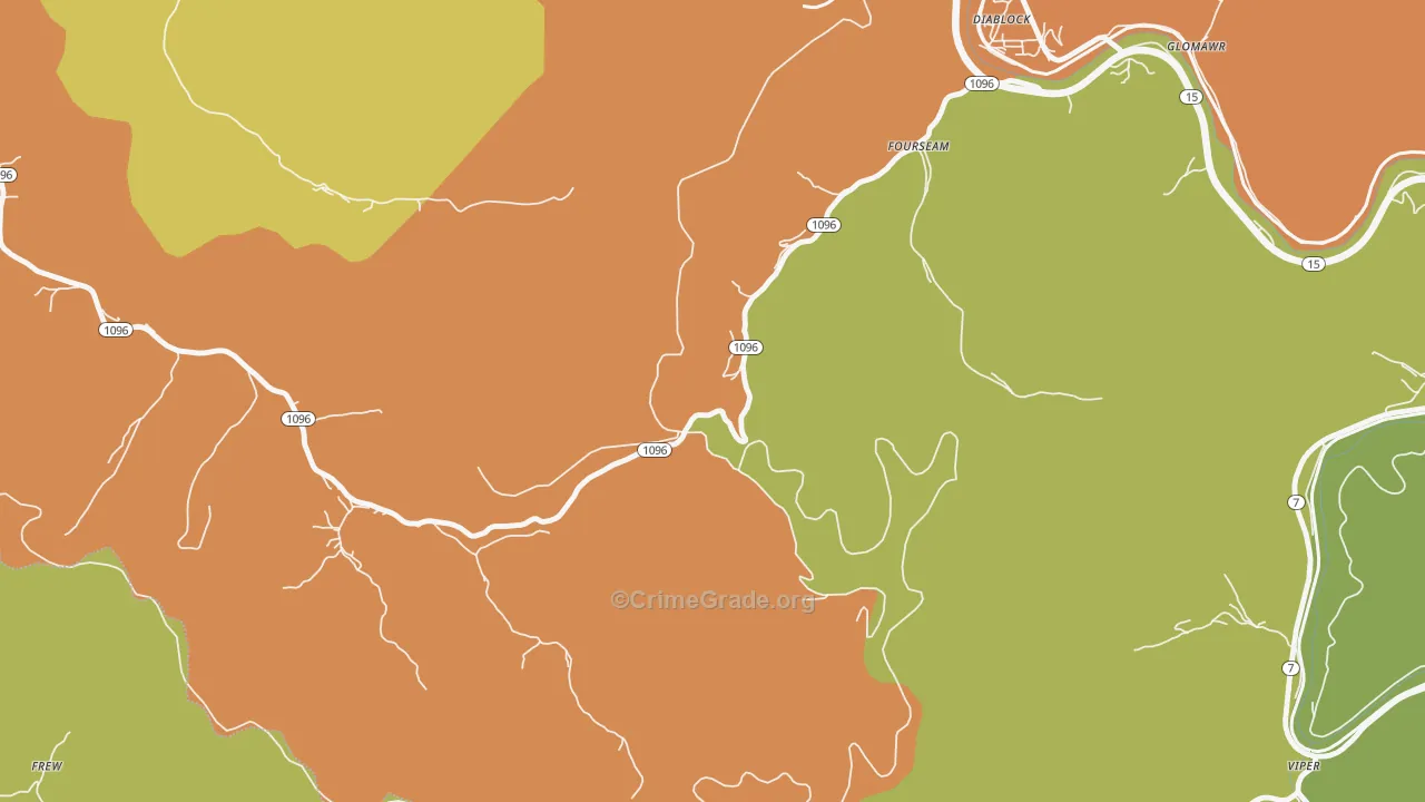 Fourseam, KY Map of Murder Rates