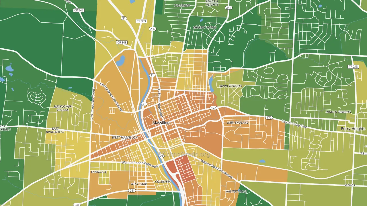 Fourth Street Historic District, Massillon, OH Map of Murder Rates