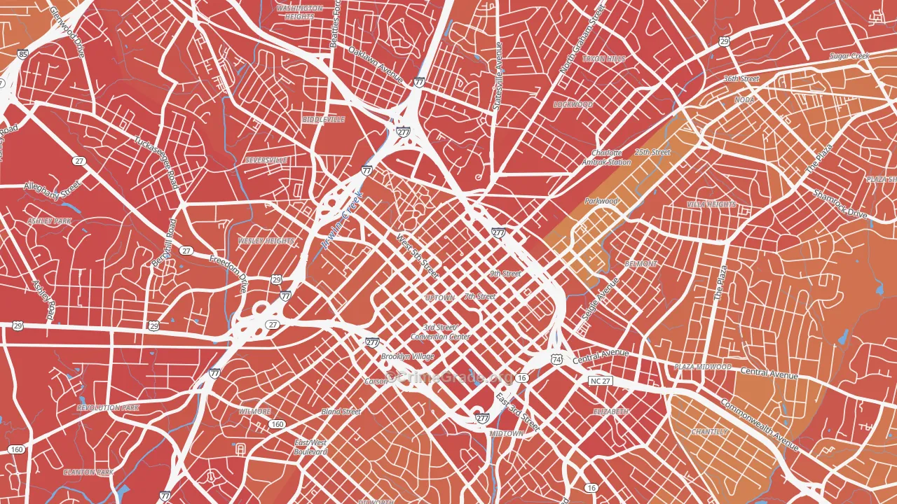 Fourth Ward, Charlotte, NC Map of Murder Rates