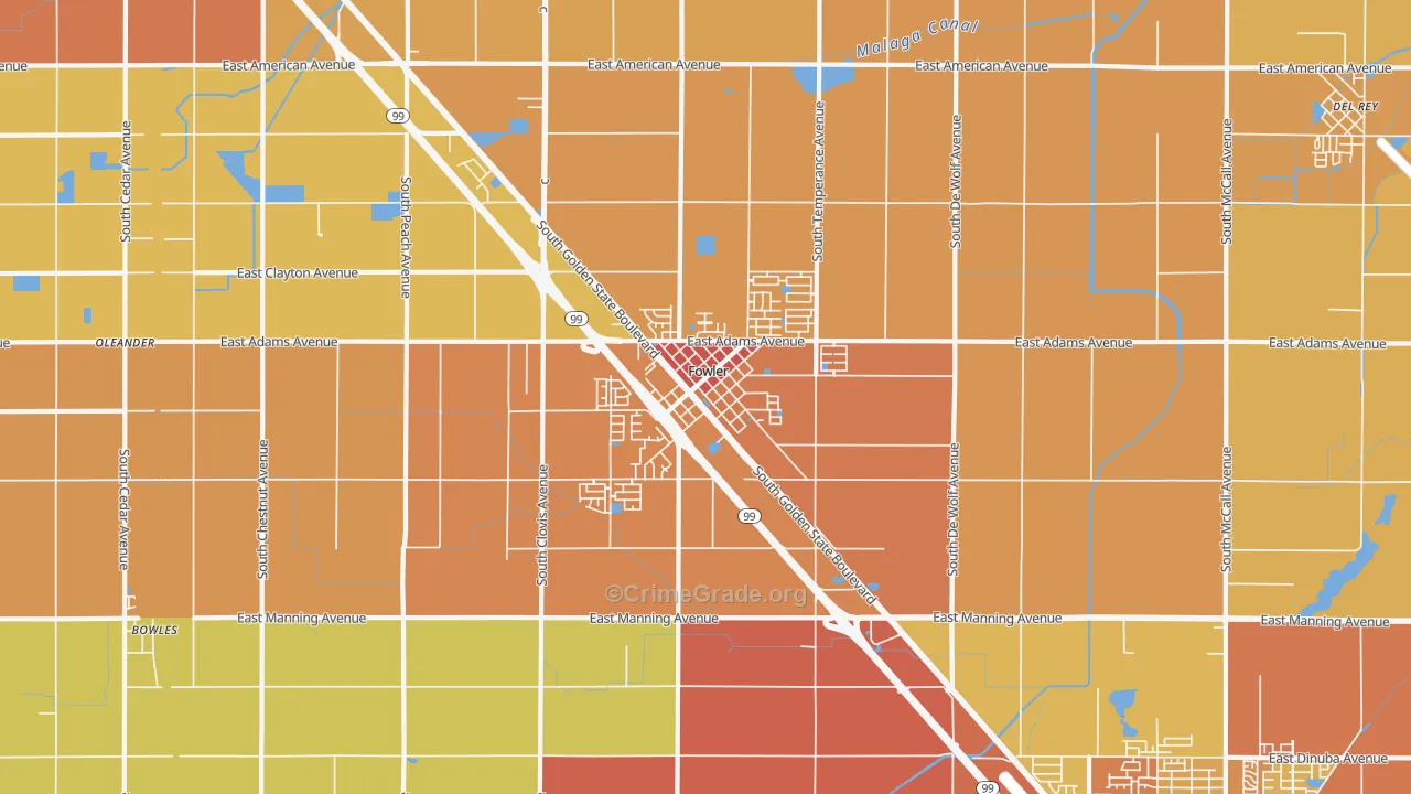 Fowler, CA Map of Murder Rates